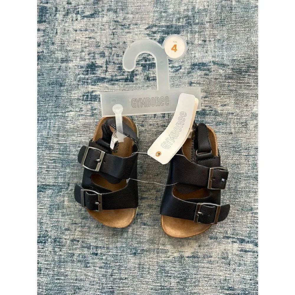 NWT! Gymboree Tan Black 2 Strap Sandals Size 4